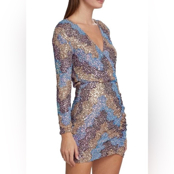 SAYLOR Dresses & Skirts - SAYLOR Sequin Mini Dress in Blue and Gold
